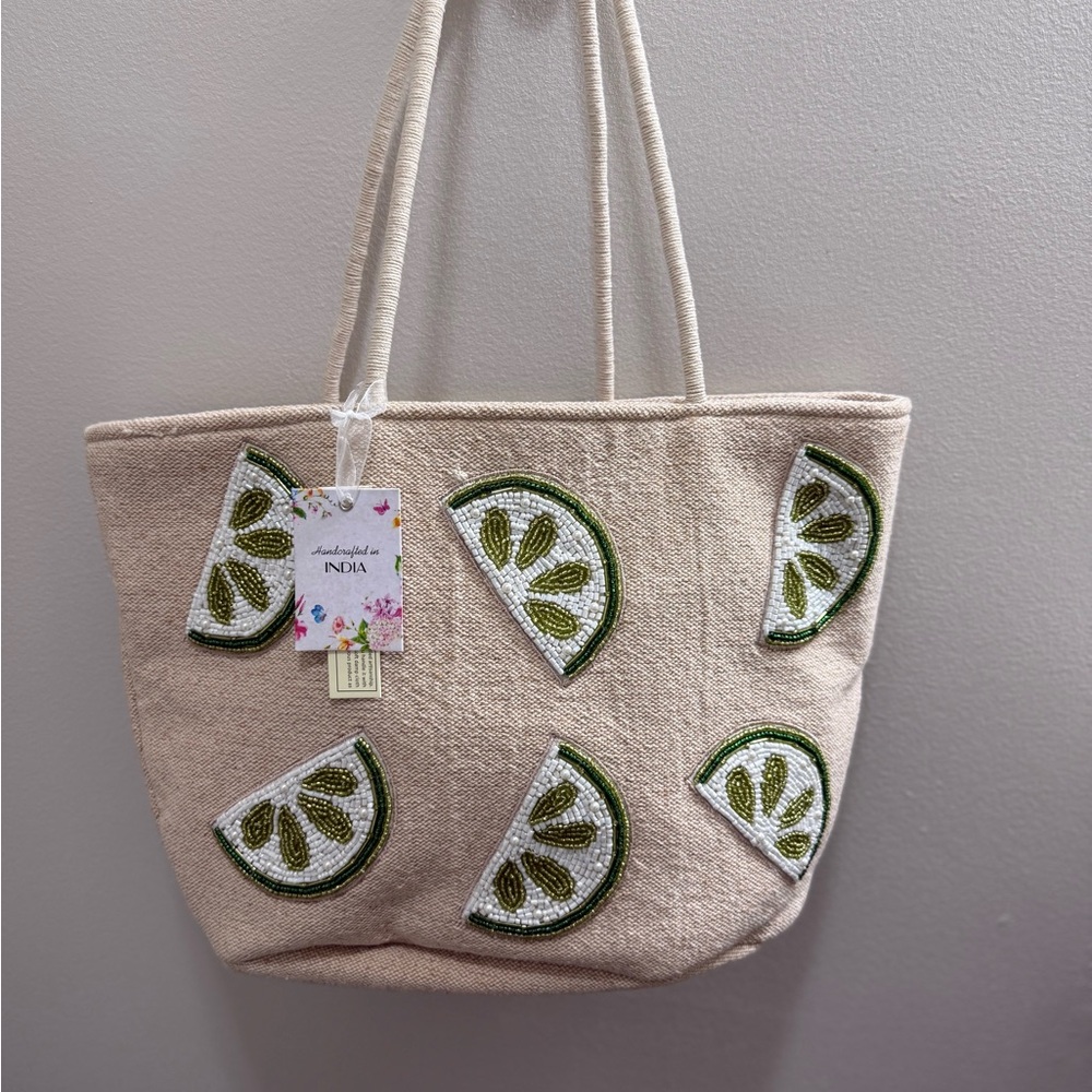 ๐ฅViral TikTok Hancrafted in India beaded ๐โ๐ฉ Lime tote - Picture 1 of 2